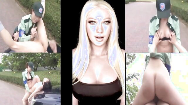 Bella Aurora in femdom police uniform JOI worship thumbnail