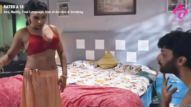 Busty Asian MILF in red bra & skirt teases man in Paglet Ep 3