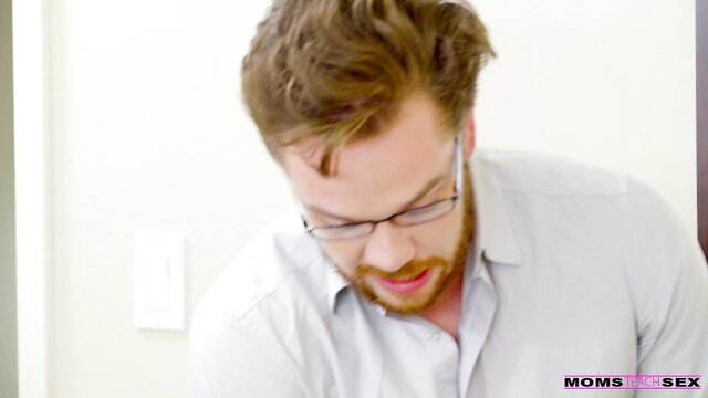 Syren De Mer in glasses, closeup aroused face Moms Teach Sex