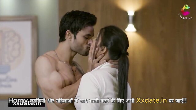 Hot Indian couple kissing passionately, hunk gropes busty woman