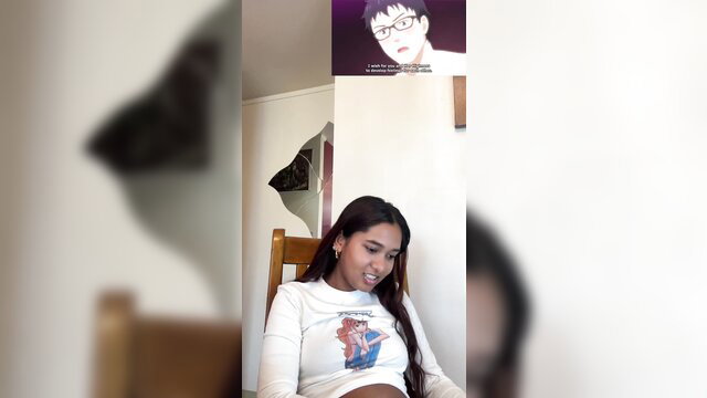 Petite Indian girl in tight white top, Enjo Kouhai poster, MiaZ12 masturbates