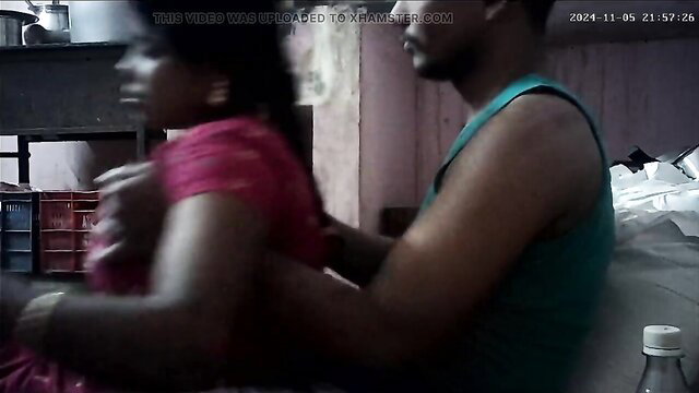 Hot Indian housewife passionately kissed from behind in Tamil village