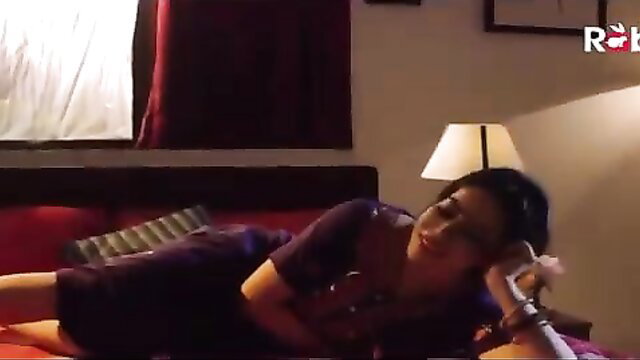 Indian babe Sulabh Sauchalay lounging seductively in purple dress