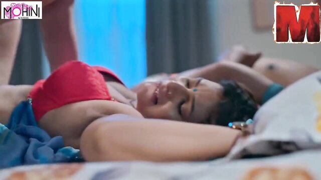 Mohinilaxmi in red bra seduced by son mid-sex, hot Indian MILF