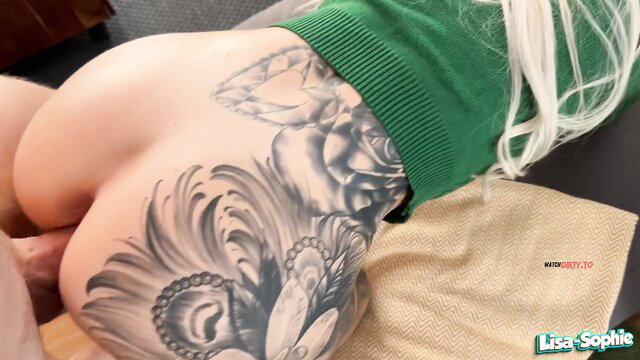 Lisa-Sophie tattooed ass fucked doggystyle by stepbrother POV