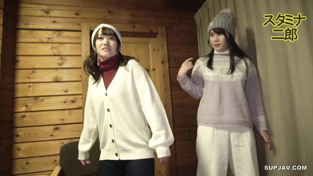 H-cup Japanese angels in sweaters after snowboarding, cozy JAV thumbnail