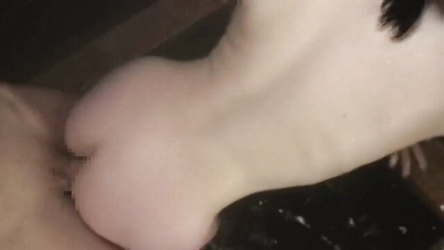 Pale big ass Asian woman in doggystyle, closeup penetration view