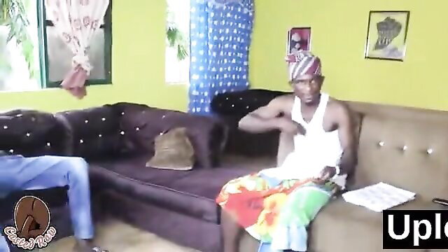 Behind the scenes: Oga landlord in tank top fucking sweet girlfriend