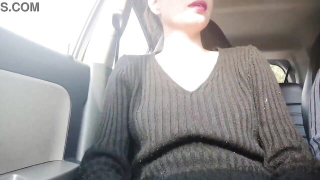 Desi Saara Bhabhi teases in sexy ribbed sweater in car pickup