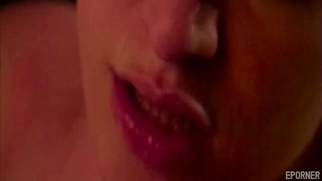 Vintage MILF closeup lips parted, big tits tease