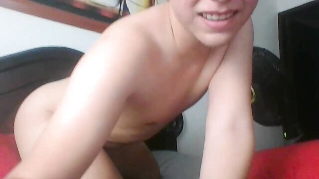 Smiling Asian teen boy nude fingering ass in gay amateur video