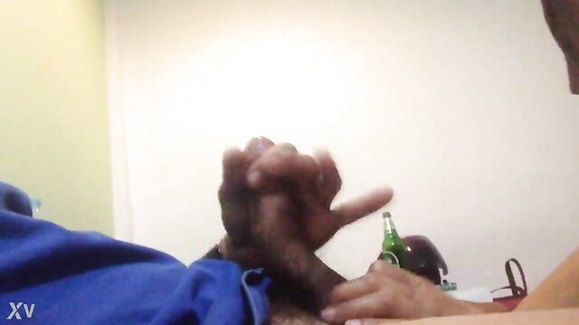 Black man hand stroking big cock closeup in amateur blowjob preview
