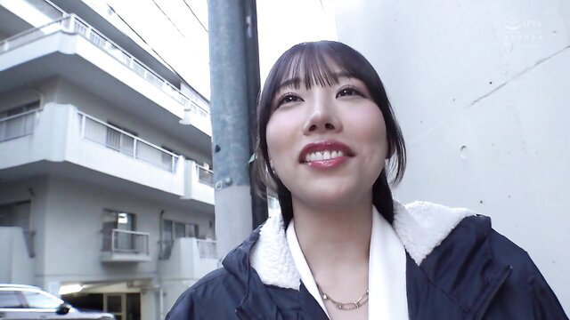 Erika Ozaki smiling outdoors in hoodie, JAV censored thumbnail