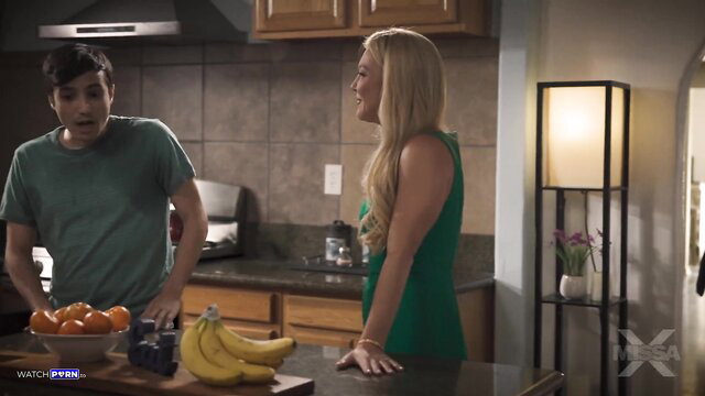 Diana Grace and Laura Bentley in kitchen with bananas, MissaX
