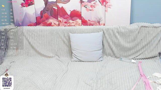kissiekat busty girl on fluffy bed in pink lingerie