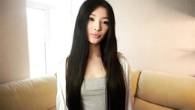 Shy young Asian teen palmiratownzen in robe, long black hair Chaturbate