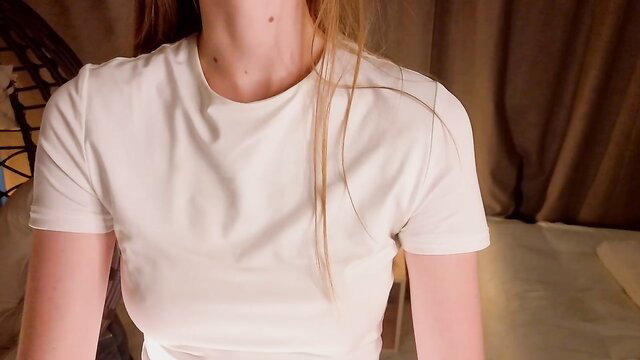 Ucanfeelit shy 18yo teen in tight white tee, cute blonde closeup