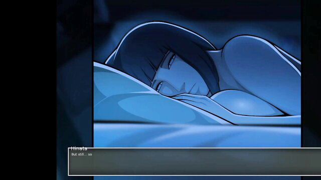 Hinata Hyuga sleeping nude in bed, big tits exposed, hentai style