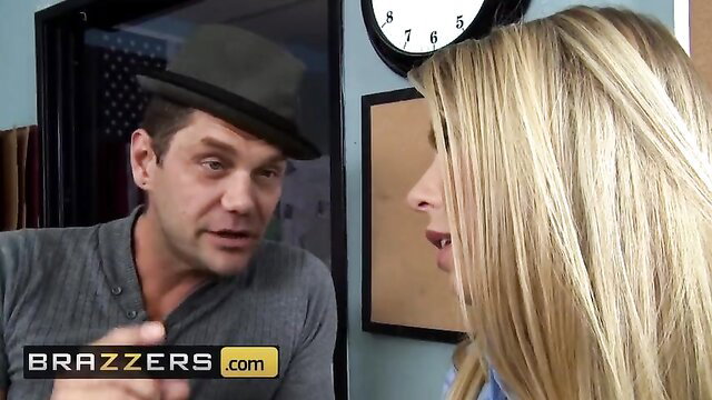 Brazzers slutty cop Brynn Tyler in hat teases man close-up