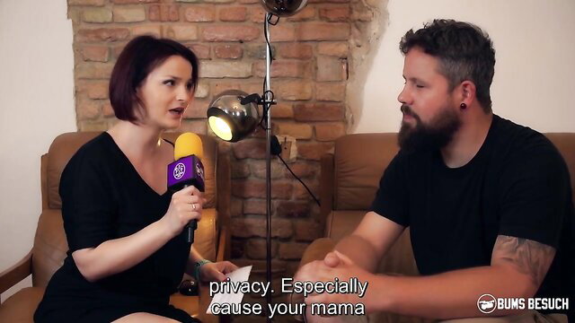Sina Velvet interviews bearded fan in studio, cougar teases boy