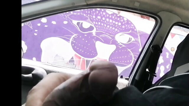 POV cock flash to shocked Latina chavitas from car window mural view