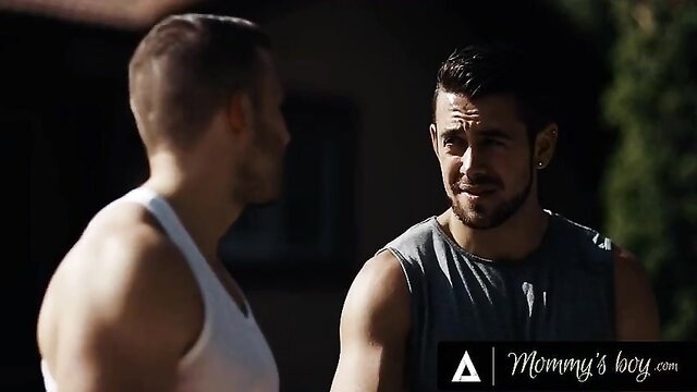 Two muscular studs ready to DP hot stepmom Sheena Ryder