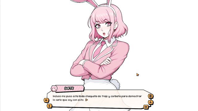 Pink-haired femboy bunny girl in suit, special weekend roommate tease
