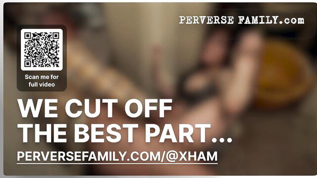 Perverse Family promo card: Scan QR for full squirt video