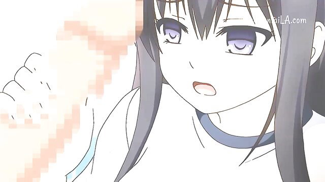 Anime girl Furifure 2 closeup suckjob with censored dick