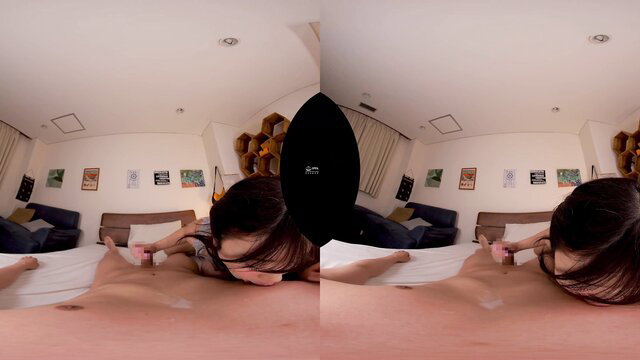 VR JAV Asian babe with huge tits sucks cock POV closeup