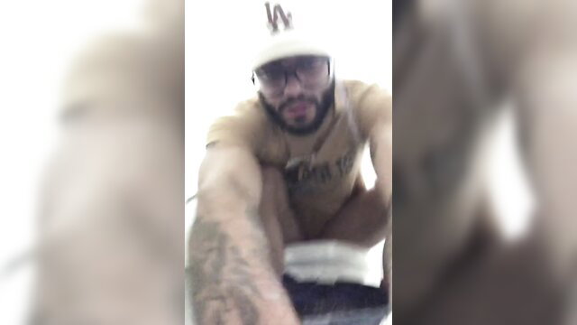 Blazexlive muscular Latino caught public douching, shirtless POV
