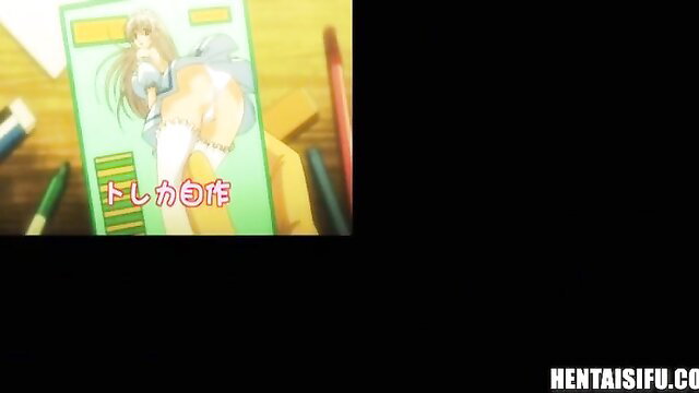 Lewd anime cosplay girl in stockings hounded by razzi hentai