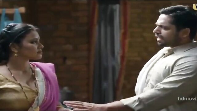 Indian couple in saree blouse foreplay, Walkman Part 3 Ullu web series