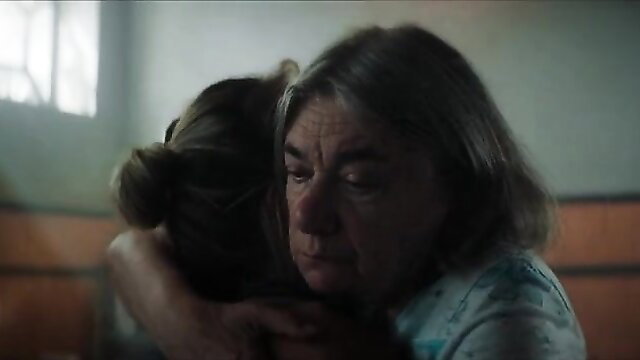 Sallie Harmsen emotional nude hug in The Balloonist 2025 sex scene