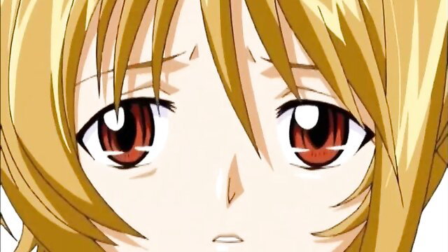 Blonde hentai girl with red eyes, close-up worried face from Fuck Me Like A Monster XXX
