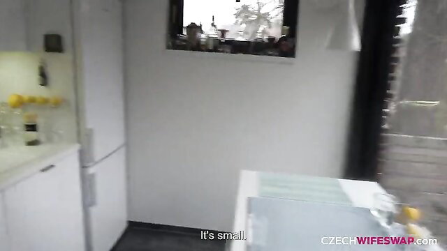 Nicole Love in Czech Wife Swap kitchen scene, amateur wiveswap fun