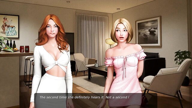 Redhead Sophie and blonde Alice in sexy dresses in Lust Campus Part 33