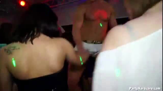 Party Hardcore Vol 71: Brunette in black dress grinds shirtless stud at wild rave