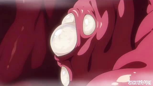 Anime hentai girl with massive pink tentacles and bulging white eggs in Tenta time vol.1