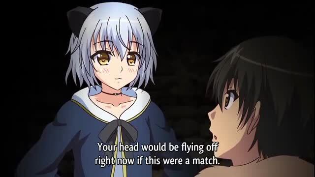 Nova Grey as petite anime wolf girl in sexy navy dress, blushing face