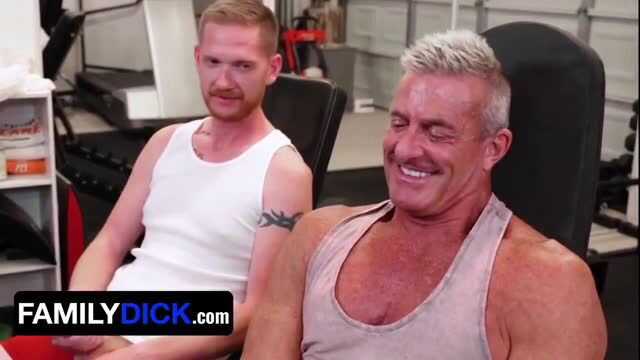 Dakota Lovell with stepdad Brody Kayman and stepgrandpa Matthew Figata in gym