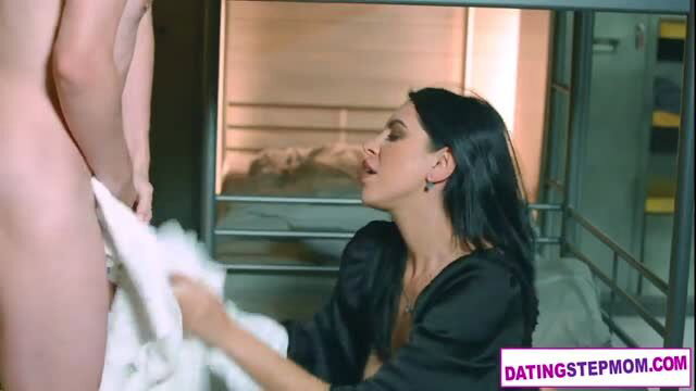 Kira Queen MILF giving blowjob to stepson Sam Bourne