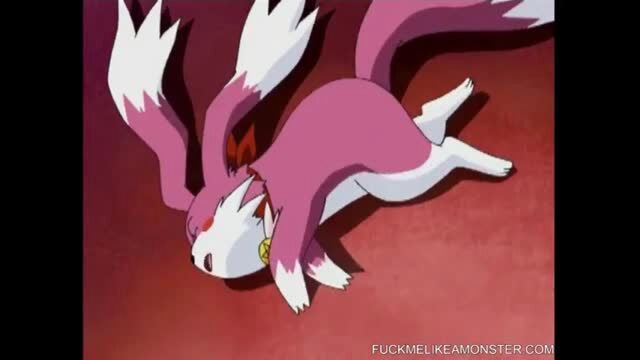 Pink Digimon character lying on back in anime style