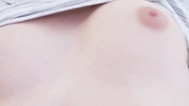 MILF step-daughter's big pale tits exposed in tight gray top quickie tease