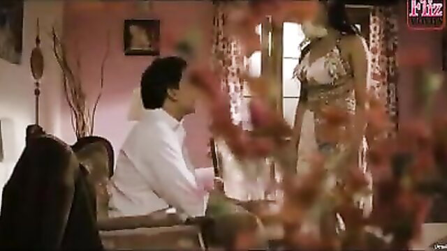 Hot Indian lesbian babe in sexy lingerie teases man in adult web series scene