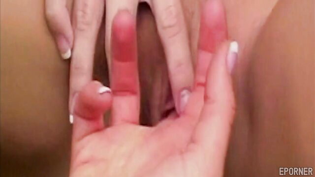 Vintage lesbian sex closeup of fingers penetrating wet pussy