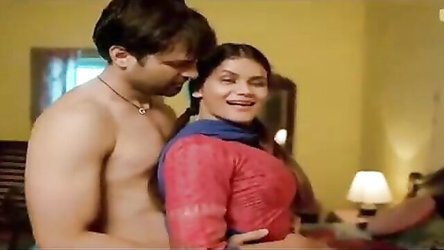 Indian couple intimate embrace, hunk hugs busty desi babe in saree