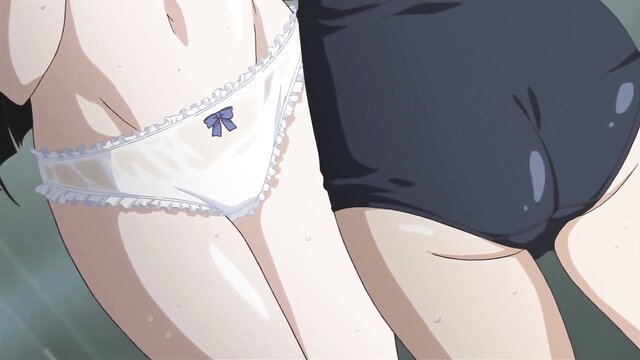 Yosuga No Sora anime girls in white panties and black shorts fanservice