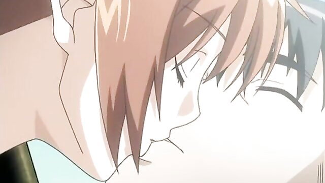 Kimi No Na Wo Yobeba hentai closeup kiss with orange hair girl and blue hair boy