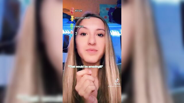 Blonde model Monique closeup smile on TikTok stream, future gummy tease